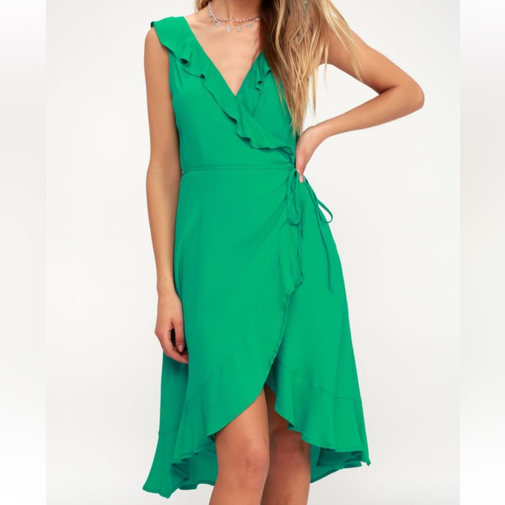 Ruffle wrap midi dress